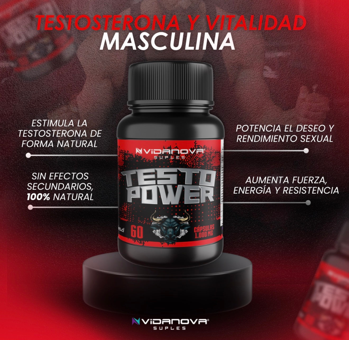 TESTO POWER - Energía Masculina - 1000mg 60 CAPS